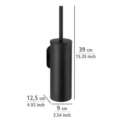 WENKO 24289100-WC tualetes birste TURBO-LOC OREA BLACK 9x39,5 cm no nerūsējošā tērauda/melna