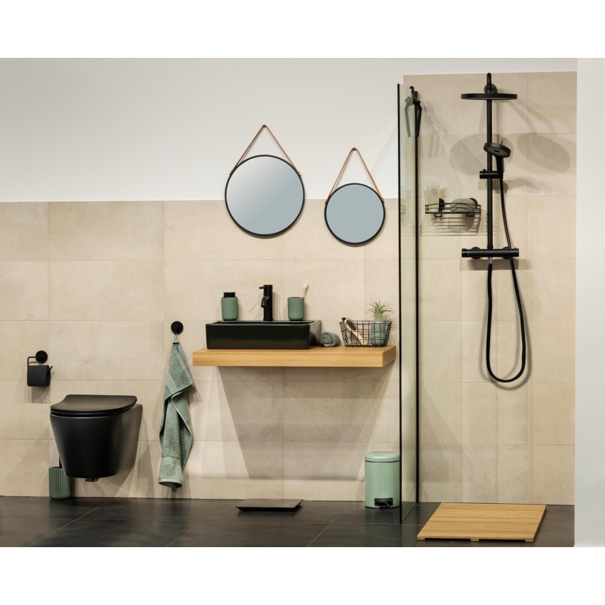 WENKO 24424100 - Spogulis BORRONE 40x40 cm melns/sudraba