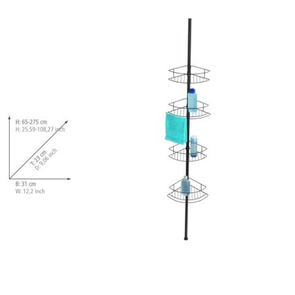 WENKO 24568100-Stūra plaukts DOLCEDO 31x230 cm nerūsējošā tērauda/melna