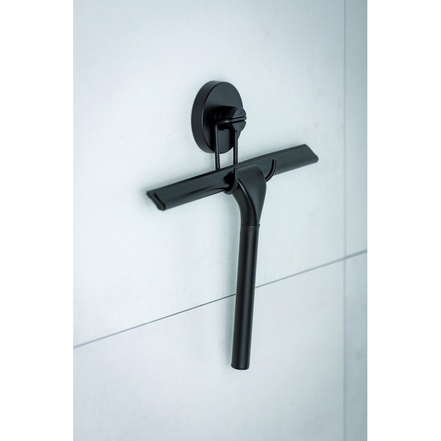 WENKO 24731100 - dušas gumijas tīrītājs VACUUM-LOC, apaļš, 24,5x25 cm, melns