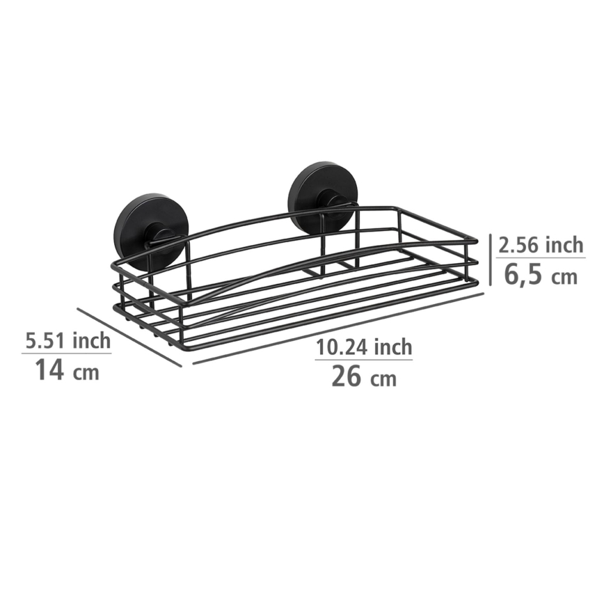 WENKO 24732100-Plaukts VACUUM-LOC apaļš melns 26x14 cm