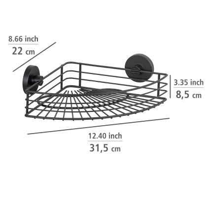 WENKO 24735100 - VACUUM-LOC apaļais plaukts, melns, 35x22,5 cm