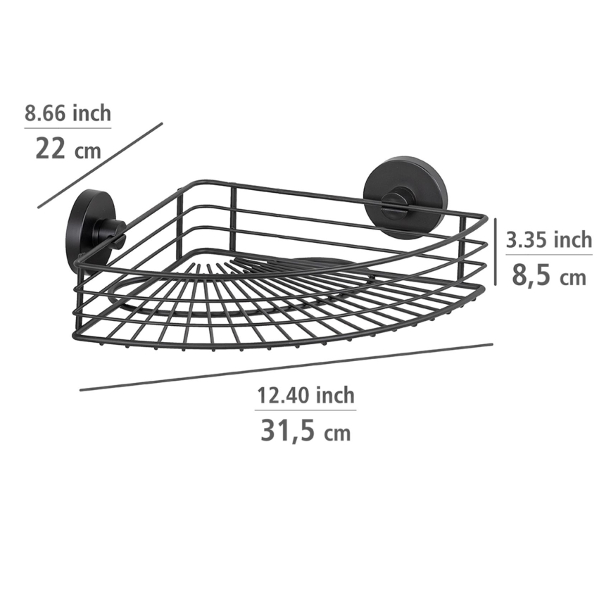 WENKO 24735100 - VACUUM-LOC apaļais plaukts, melns, 35x22,5 cm