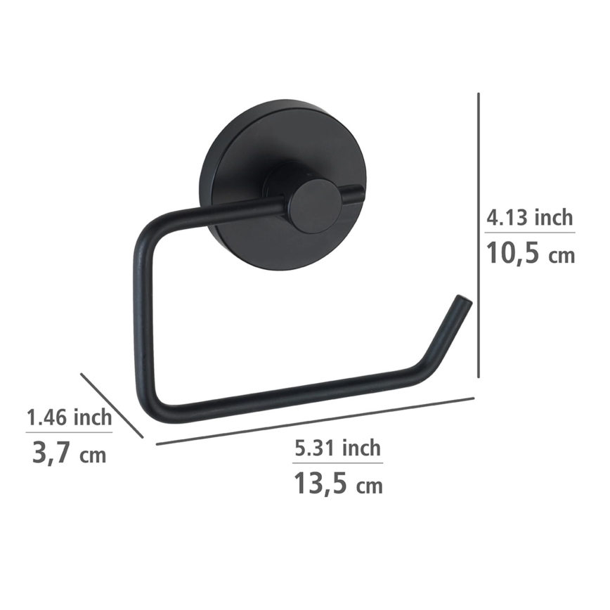 WENKO 24738100-Tualetes papīra turētājs VACUUM-LOC RUND SCHW 13,5x10,5 cm melns