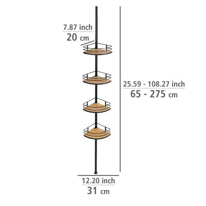 WENKO 24756100-Stūra plaukts DOLCEDO 31x20 cm nerūsējošais tērauds/melns/brūns
