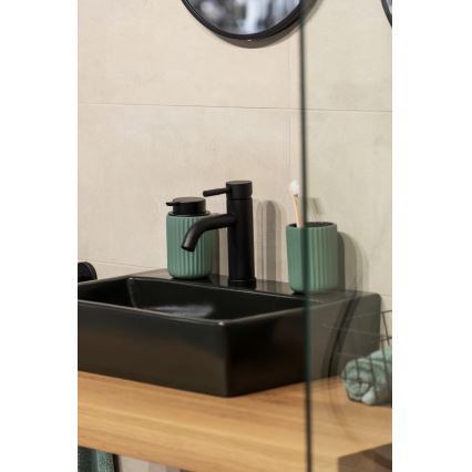 WENKO 24807100 - Šķidro ziepju dozators BELLUNO 8x13,5 cm zaļš/melns