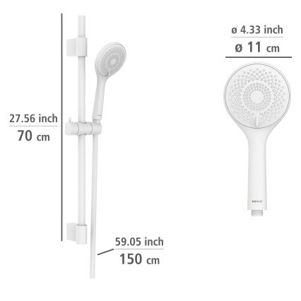 WENKO 24916100 - Dušas komplekts WATERSAVING SYSTEM 70 cm balts