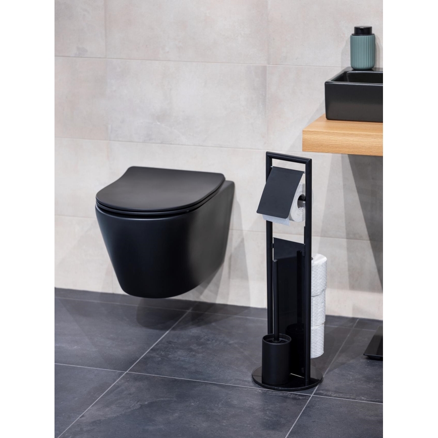 WENKO 24982800 - WC komplekts RAVINA 20x70 cm nerūsējošā tērauda/melns