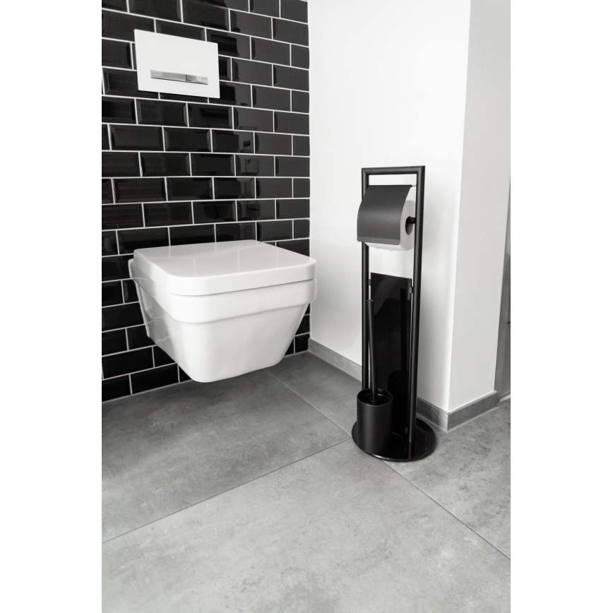 WENKO 24982800 - WC komplekts RAVINA 20x70 cm nerūsējošā tērauda/melns
