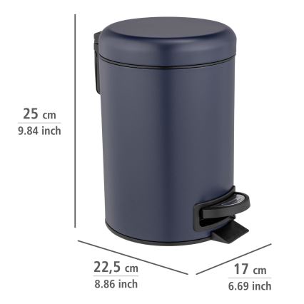 WENKO 25153100 - Atkritumu tvertne LEMAN 17x25 cm zila/melna