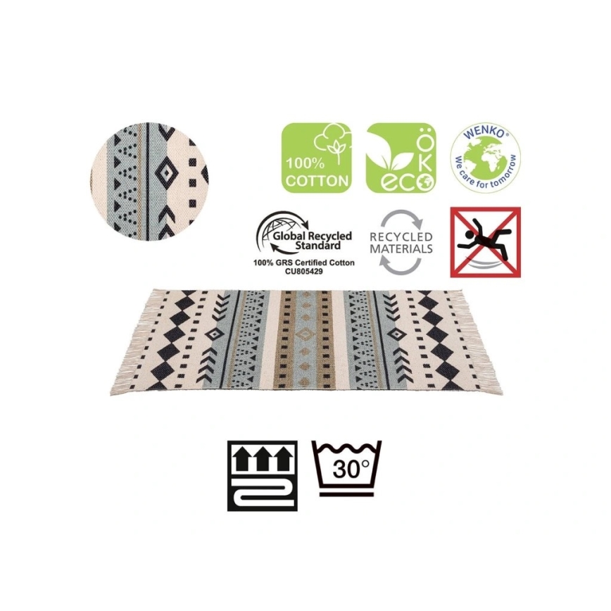 WENKO 25277100-Paklājs no pārstrādātas kokvilnas 80x50 cm daudzkrāsains