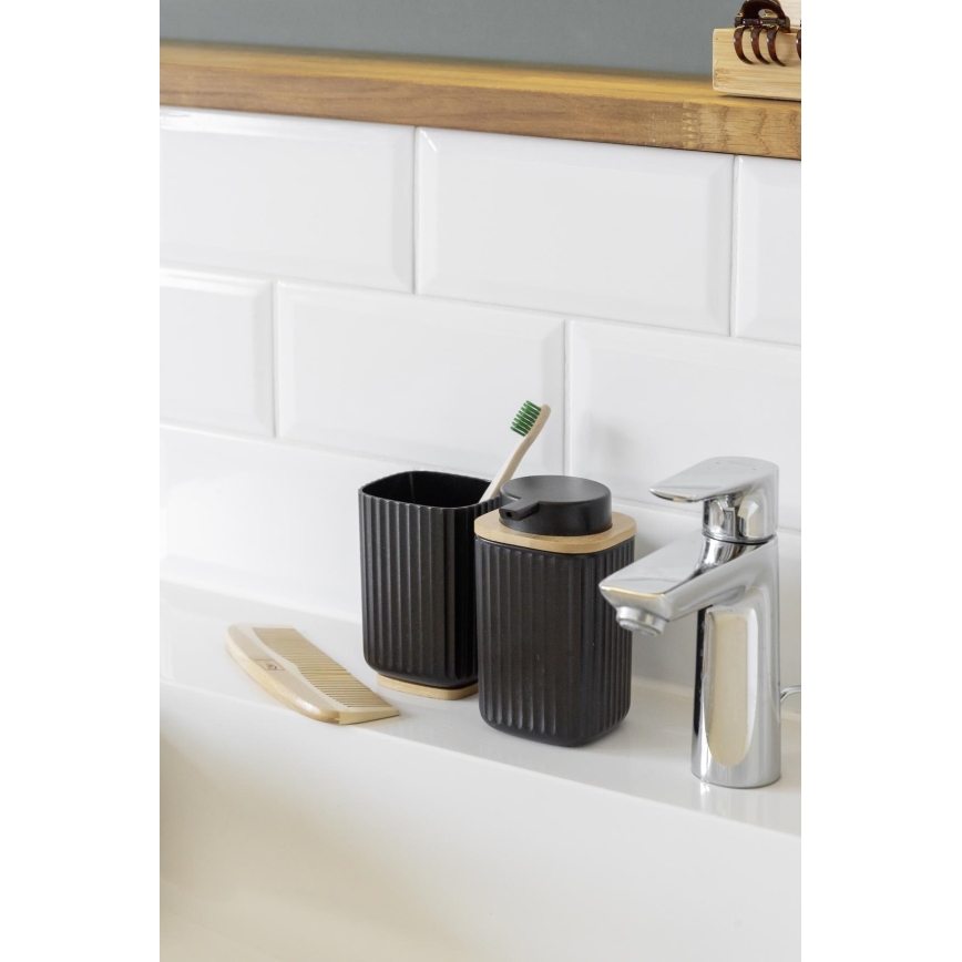 WENKO 25298100 - Ziepju dozators ROTELLO 8,9x12,7 cm melns/brūns