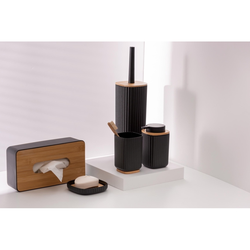 WENKO 25304100 - WC komplekts ROTELLO 10x36 cm melns/brūns