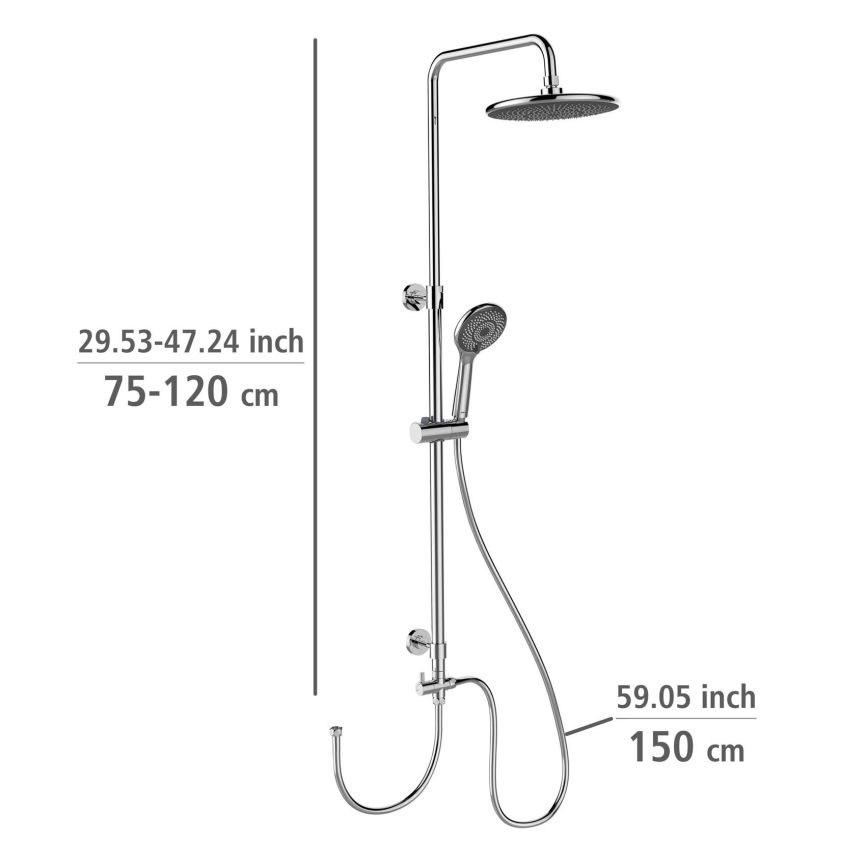 WENKO 25310100 - Dušas komplekts Ūdens taupīšanas sistēma, nerūsējošais tērauds / spīdīgs hroms