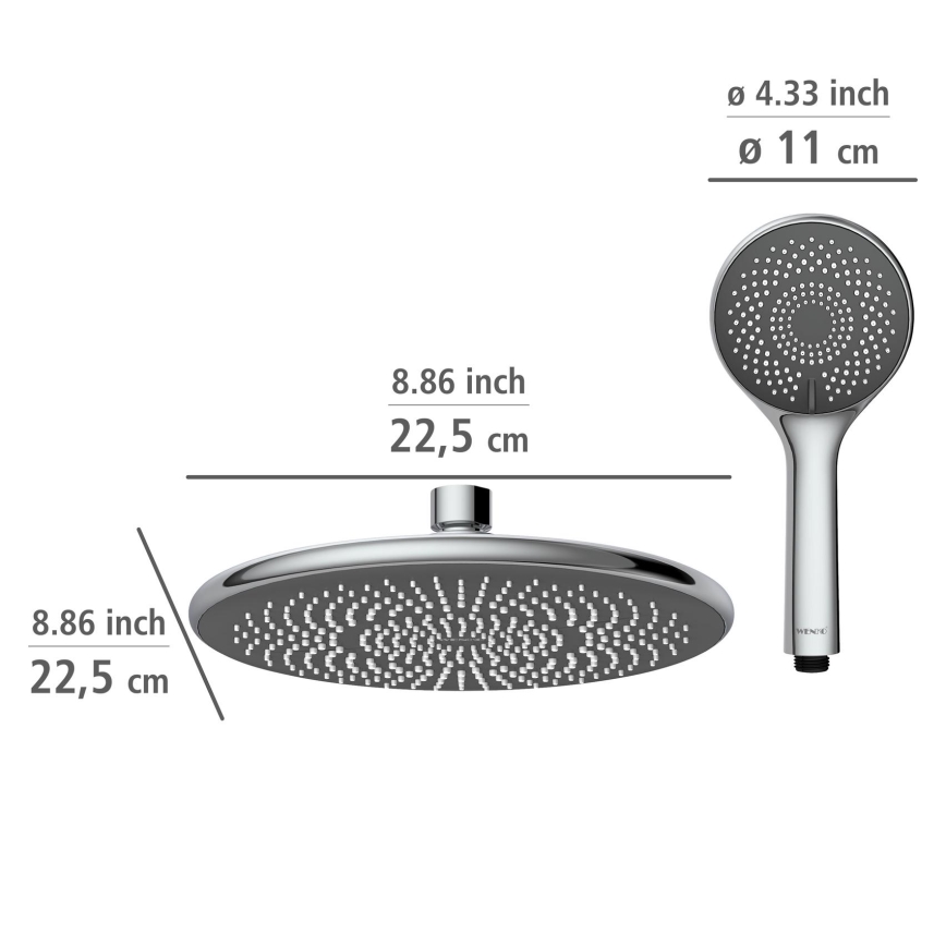 WENKO 25310100 - Dušas komplekts Ūdens taupīšanas sistēma, nerūsējošais tērauds / spīdīgs hroms