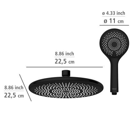 WENKO 25311100 - Dušas komplekts WATERSAVING SYSTEM, 120 cm, melns