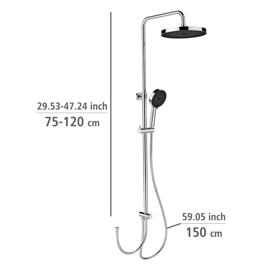 WENKO 25312100 - Dušas stabs SOFTWATER 12x120 cm spīdīgs hroms