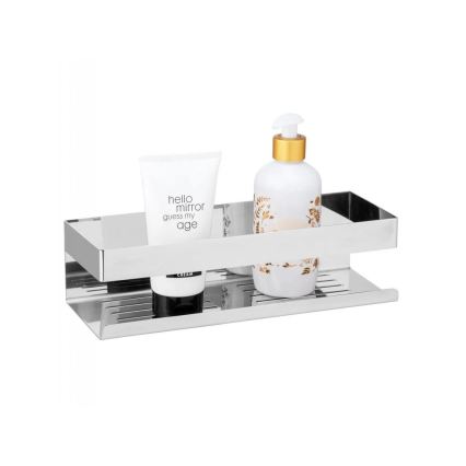 WENKO 25413100-Plaukts TURBO-LOC GENOVA SHINE 30x10,5 cm sudraba krāsā