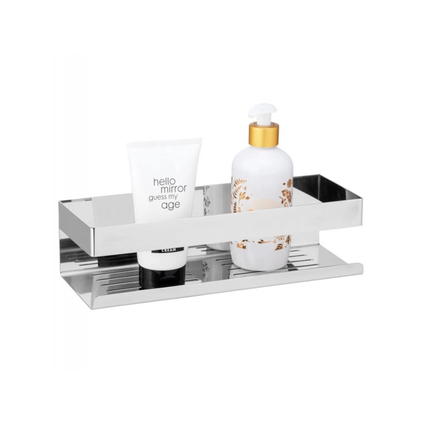 WENKO 25413100-Plaukts TURBO-LOC GENOVA SHINE 30x10,5 cm sudraba krāsā