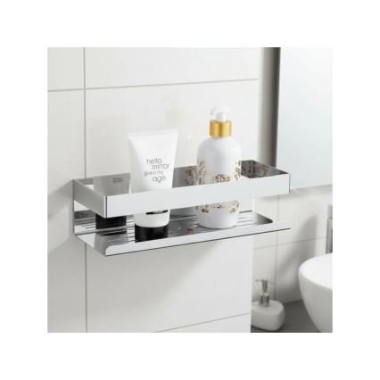 WENKO 25413100-Plaukts TURBO-LOC GENOVA SHINE 30x10,5 cm sudraba krāsā