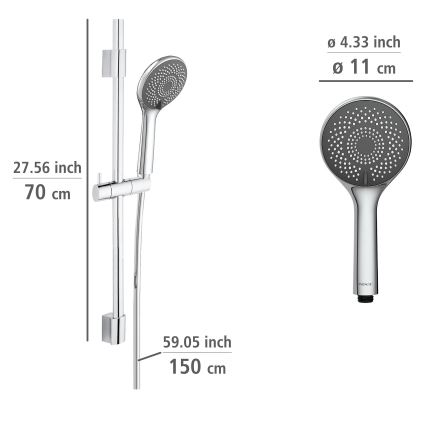 WENKO 25452100 - Dušas komplekts WATERSAVING SYSTEM 70 cm, sudraba krāsā
