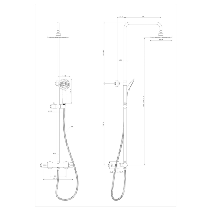 WENKO 25484100 - Dušas sistēma WATERSAVING SYSTEM 12x120 cm melna