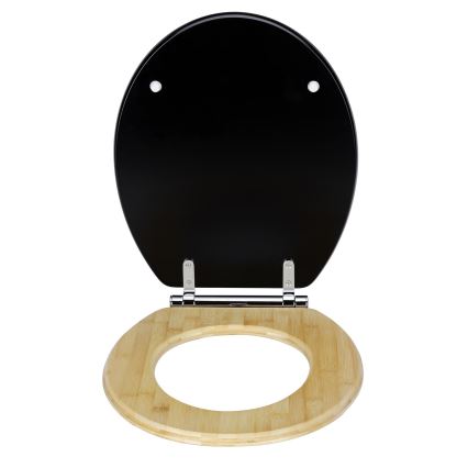 WENKO 25772100 - WC sēdeklis BAMBUZA 37x44 cm melns/brūns/spīdīgs hroms