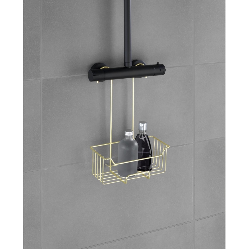 WENKO 25937100 - Dušas grozs MILO 25x36 cm, nerūsējošā tērauda/zelta/caurspīdīgs