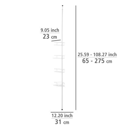 WENKO 26015100 - Stūra plaukts DOLCEDO 31x230 cm nerūsējošā tērauda/balts