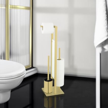 WENKO 26034100 - WC komplekts RIVALTA 18x70 cm nerūsējošais tērauds/zelts/balts/melns
