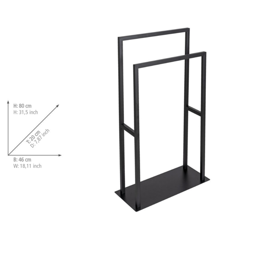 WENKO 26056100 - Dvieļu statīvs RIVALTA 46x80 cm nerūsējošā tērauda/melns