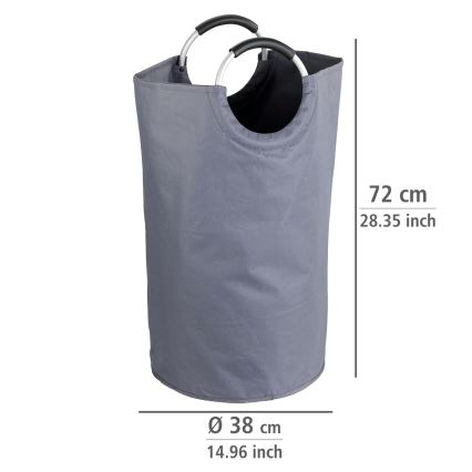WENKO 3440803100 - Veļas grozs JUMBO 38x72 cm antracīts/sudraba/melns