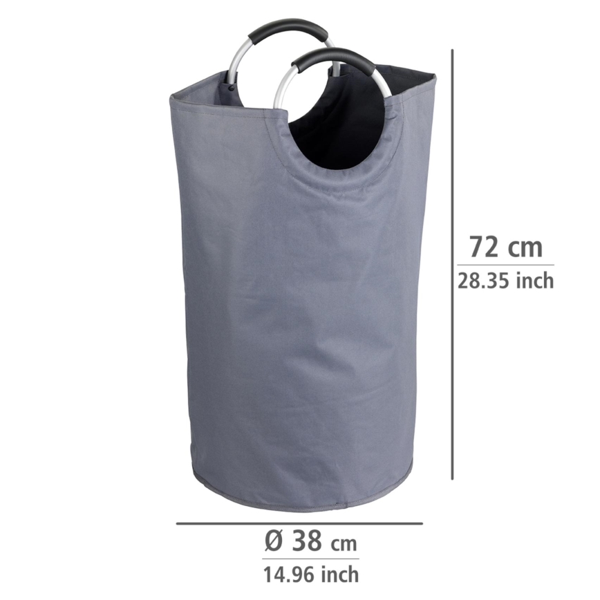 WENKO 3440803100 - Veļas grozs JUMBO 38x72 cm antracīts/sudraba/melns