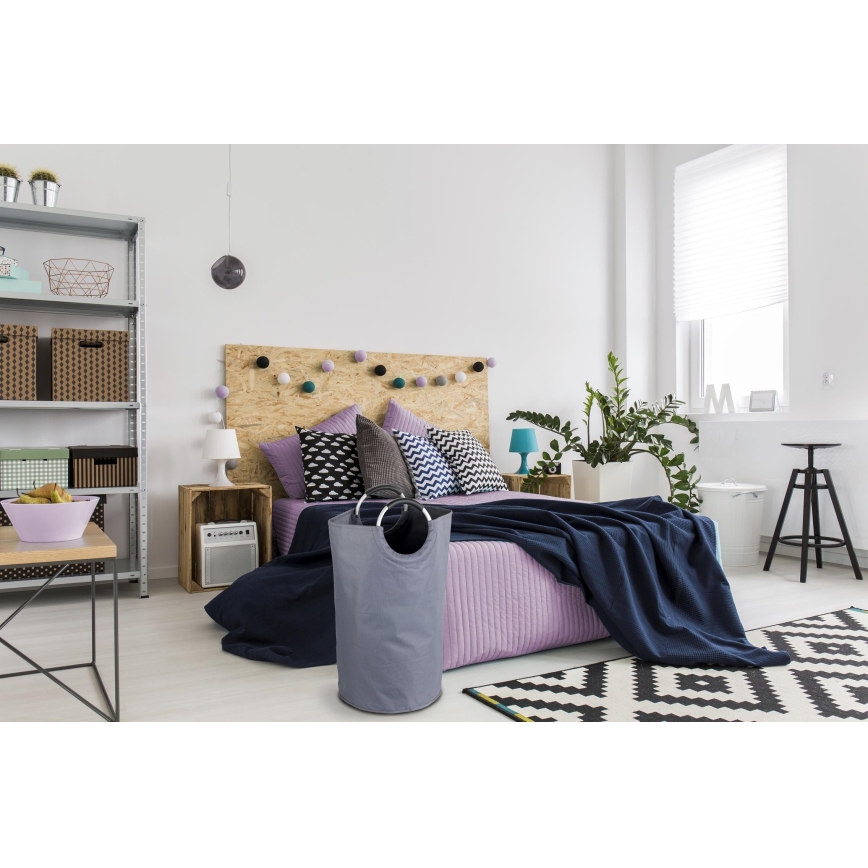 WENKO 3440803100 - Veļas grozs JUMBO 38x72 cm antracīts/sudraba/melns