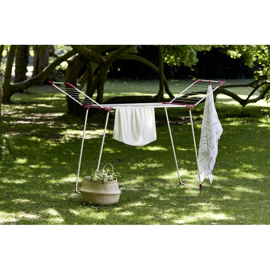 WENKO 3774021100 - Veļas žāvēšanas statīvs SUMMER DRY 153x76 cm balts/rozā