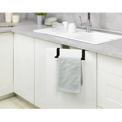WENKO 53246100 - Dvieļu turētājs 7x6 cm, nerūsējošais tērauds/melns