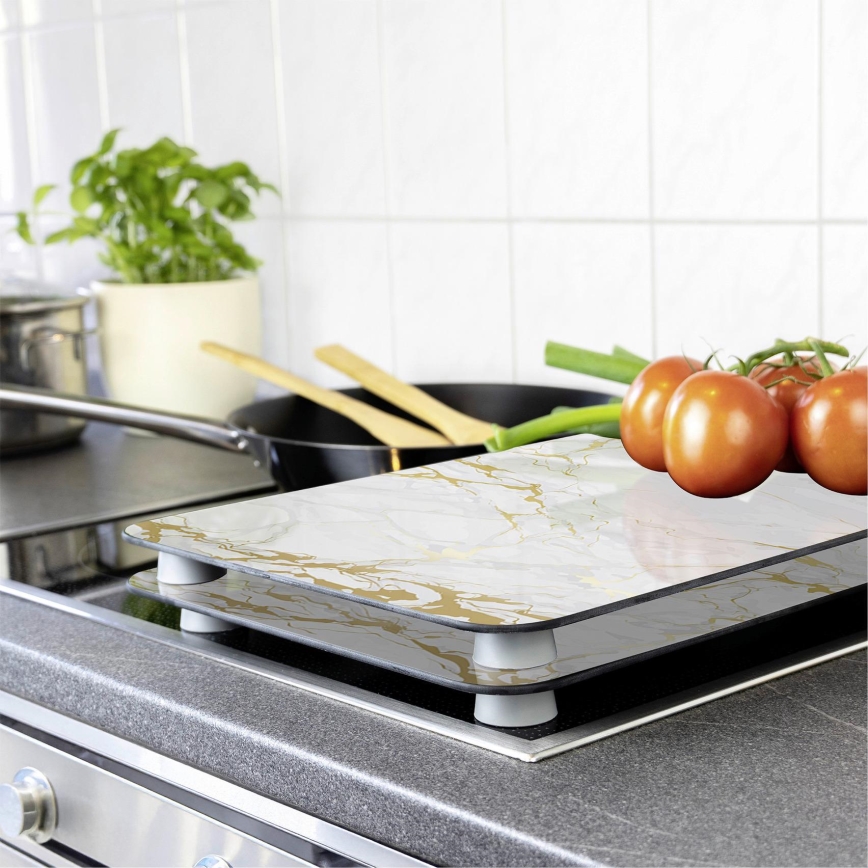 WENKO 53901100 - Plīts vāks 30x52 cm balts/pelēks/caurspīdīgs