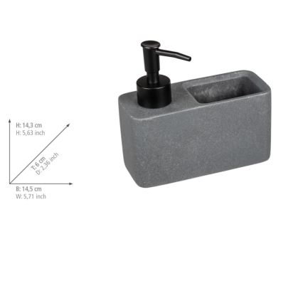 WENKO 54669100 - Ziepju dozators RESA 14,5x14,3 cm pelēks/melns