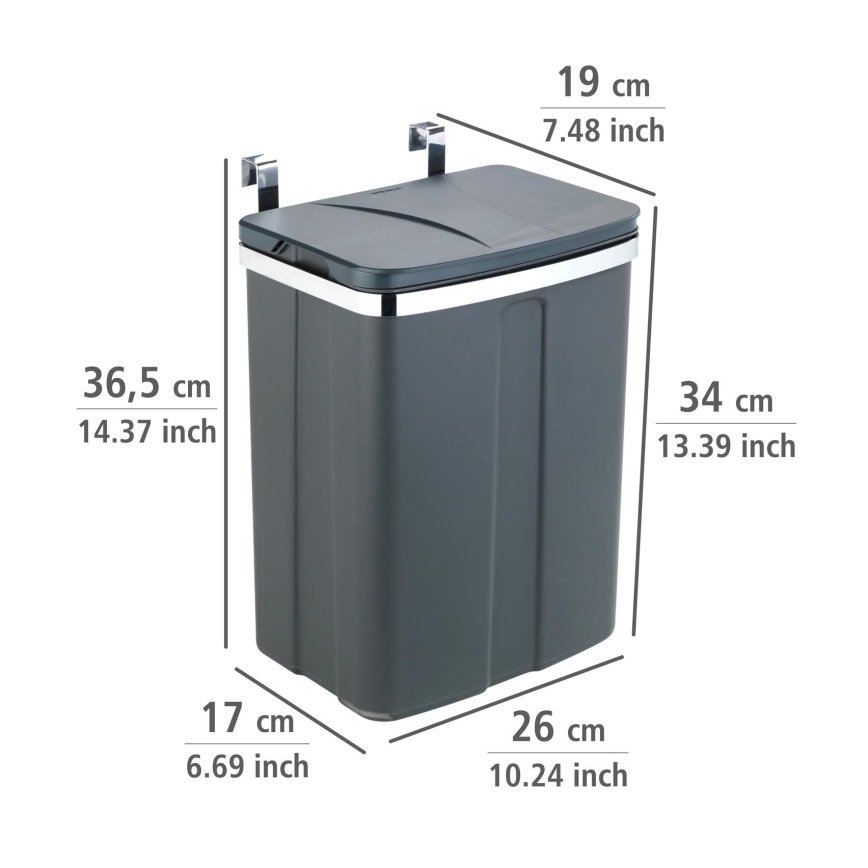 WENKO 54903100 - Durvīm piestiprināms grozs 26x36,5 cm, pelēks/sudraba