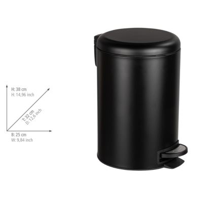 WENKO 54913100 - Atkritumu tvertne LEMAN 25x38 cm melna
