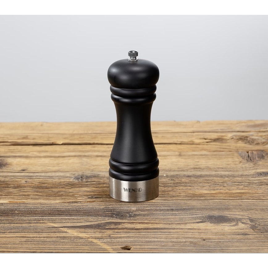 WENKO 55082100-Sāls dzirnaviņas MELNĀ ĀRA VIRTUVE 5x17,5 cm sudraba/melna/balta