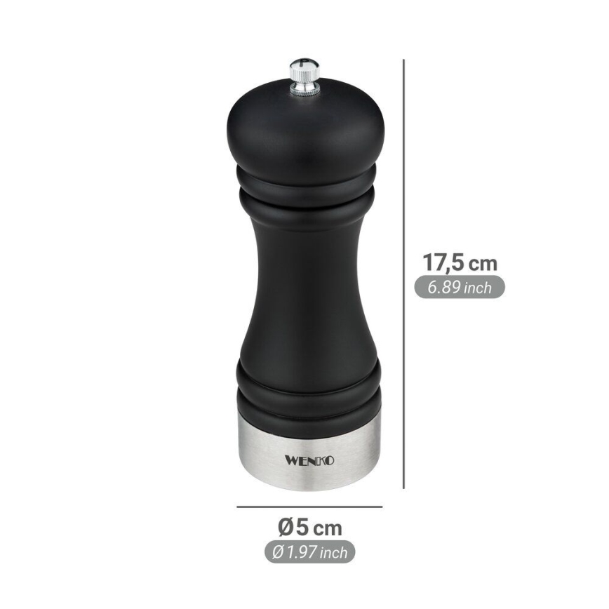 WENKO 55083100-Piparu dzirnaviņas BLACK OUTDOOR KITCHEN 5x17,5 cm melna/balta