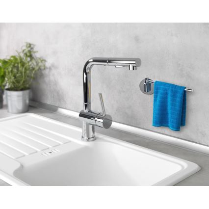 WENKO 5639100 - Papīra dvieļu turētājs TURBO-LOC KÜCHE 23x6,5 cm no nerūsējošā tērauda/sudraba
