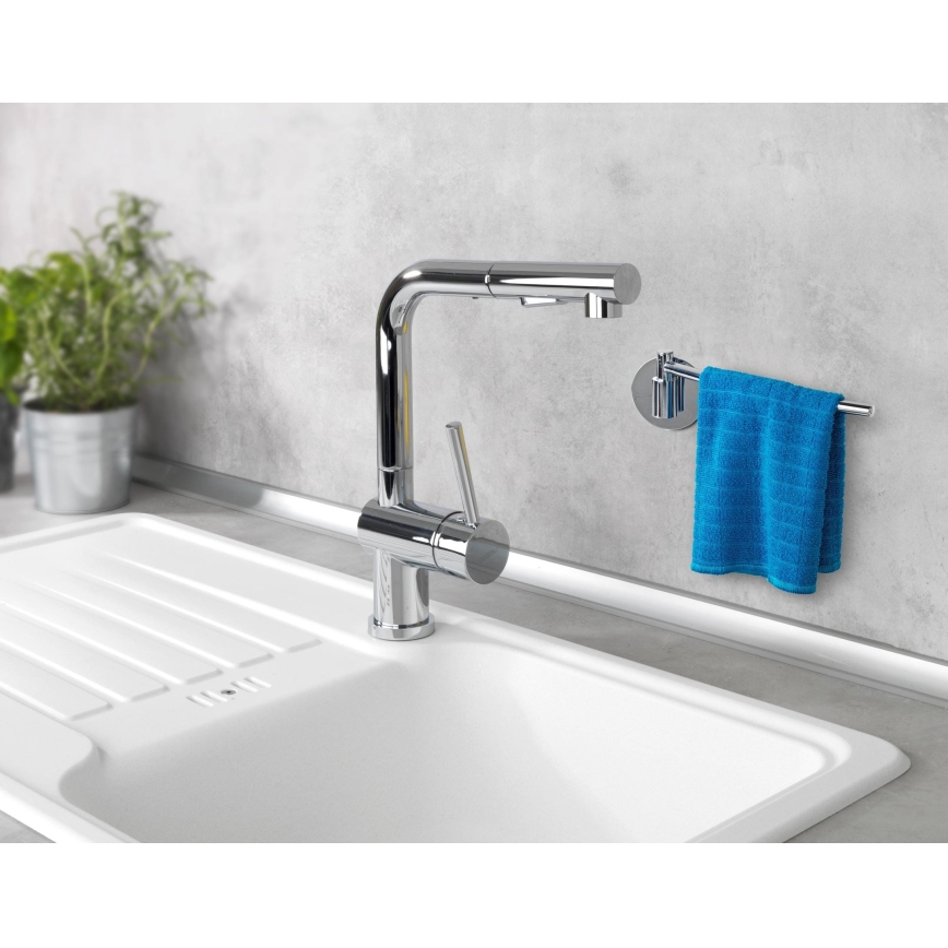 WENKO 5639100 - Papīra dvieļu turētājs TURBO-LOC KÜCHE 23x6,5 cm no nerūsējošā tērauda/sudraba