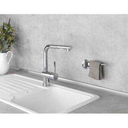 WENKO 5639100 - Papīra dvieļu turētājs TURBO-LOC KÜCHE 23x6,5 cm no nerūsējošā tērauda/sudraba