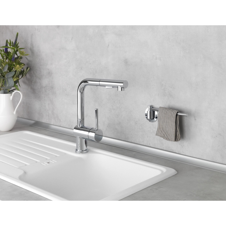 WENKO 5639100 - Papīra dvieļu turētājs TURBO-LOC KÜCHE 23x6,5 cm no nerūsējošā tērauda/sudraba