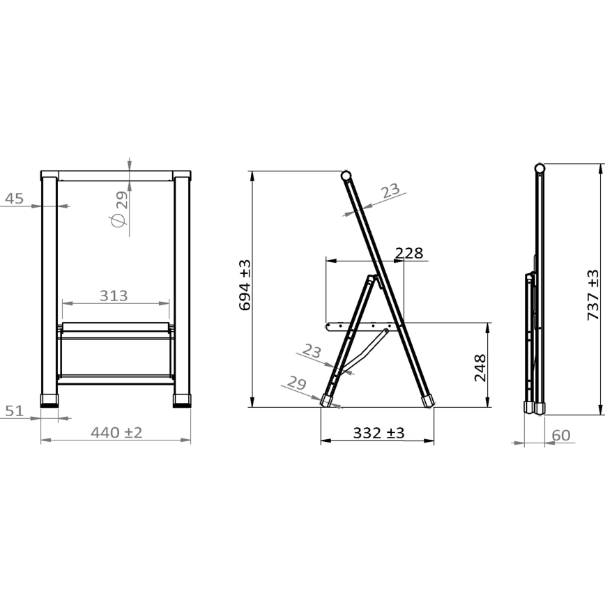 WENKO 601011100 - ALU-DESIGN kāpnes 44x101 cm sudraba/melna