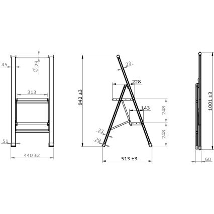 WENKO 601015100 - Pakāpienu kāpnes ALU-DESIGN 44x101 cm baltas/pelēkas