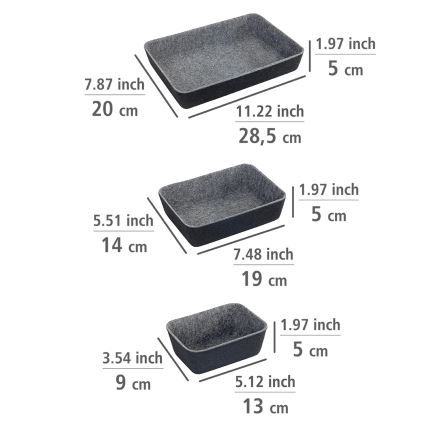 WENKO 64502100 - Atvilktnes organizators FELT 28,5x20 cm pelēks