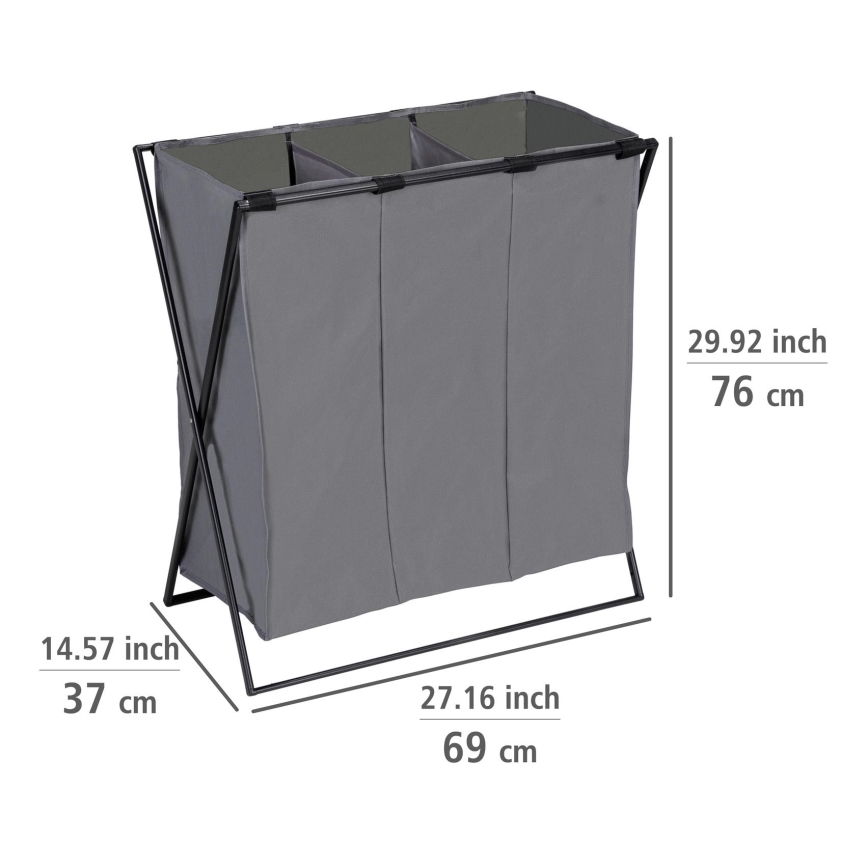 WENKO 71297800 - Veļas grozs TRIO 69x76 cm pelēks/melns